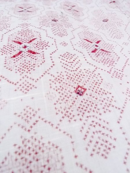 画像9: M1010I Mint  女性用 単衣  化繊   白, 幾何学模様 【中古】 【USED】 【リサイクル】 ★★★★☆ (9)