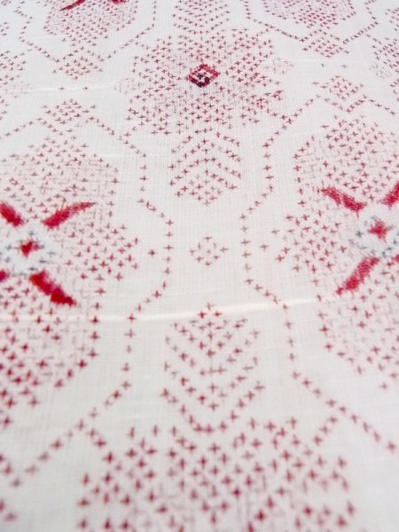 画像10: M1010I Mint  女性用 単衣  化繊   白, 幾何学模様 【中古】 【USED】 【リサイクル】 ★★★★☆ (10)