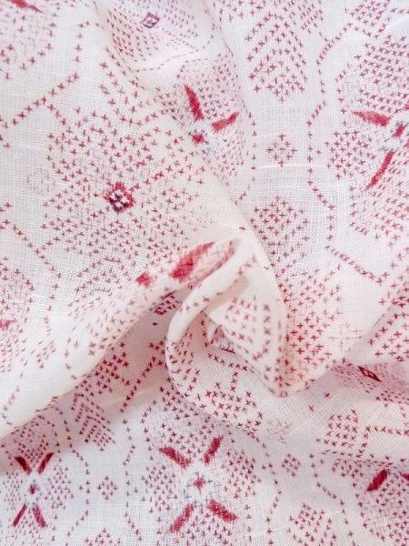 画像11: M1010I Mint  女性用 単衣  化繊   白, 幾何学模様 【中古】 【USED】 【リサイクル】 ★★★★☆ (11)