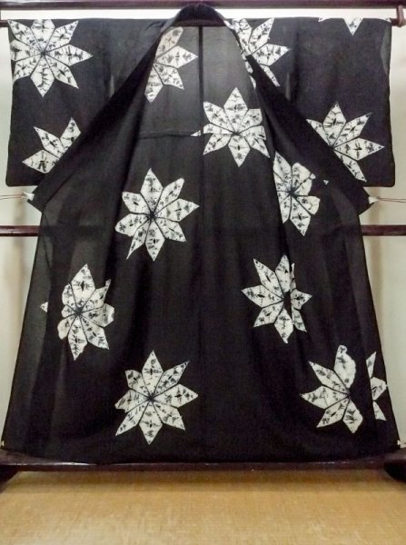 画像2: M1010J  女性用 夏物  シルク(正絹)   黒, 花 【中古】 【USED】 【リサイクル】 ★★★☆☆ (2)