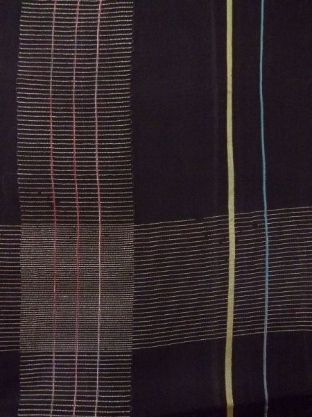 画像3: M1010K  女性用 夏物  シルク（正絹）   黒, 縞 【中古】 【USED】 【リサイクル】 ★☆☆☆☆ (3)