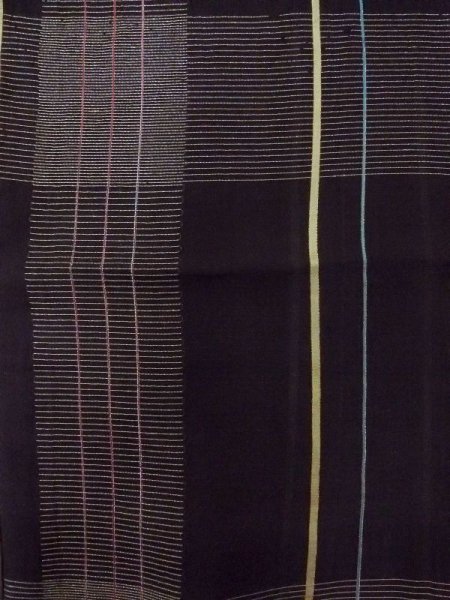 画像4: M1010K  女性用 夏物  シルク（正絹）   黒, 縞 【中古】 【USED】 【リサイクル】 ★☆☆☆☆ (4)