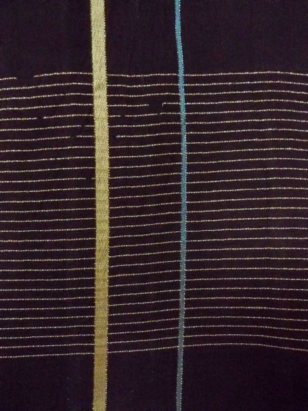 画像7: M1010K  女性用 夏物  シルク（正絹）   黒, 縞 【中古】 【USED】 【リサイクル】 ★☆☆☆☆ (7)