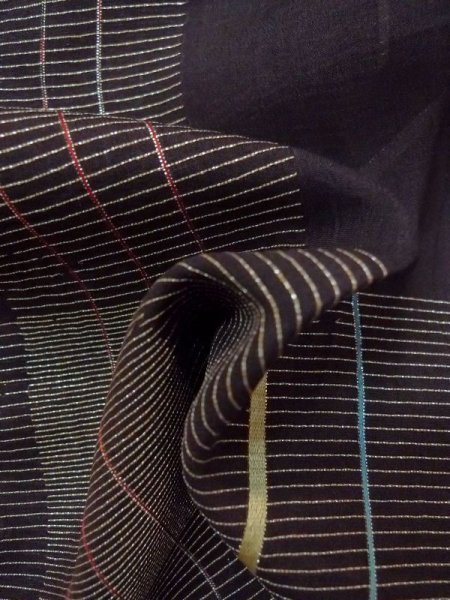 画像11: M1010K  女性用 夏物  シルク（正絹）   黒, 縞 【中古】 【USED】 【リサイクル】 ★☆☆☆☆ (11)