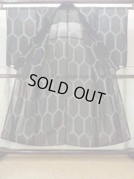 画像2: M1010O  女性用 夏物  シルク（正絹）   黒, 花 【中古】 【USED】 【リサイクル】 ★☆☆☆☆ (2)