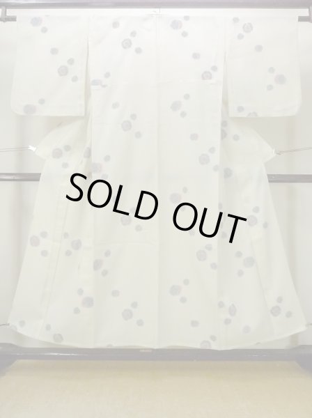 画像1: M1010U  女性用 単衣  化繊   オフ　ホワイト, 花 【中古】 【USED】 【リサイクル】 ★★☆☆☆ (1)