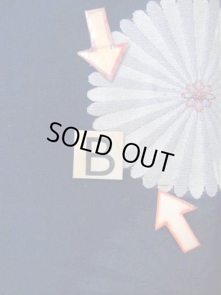 画像13: M1010X  女性用 単衣  シルク(正絹)   藍, 花 【中古】 【USED】 【リサイクル】 ★★☆☆☆ (13)