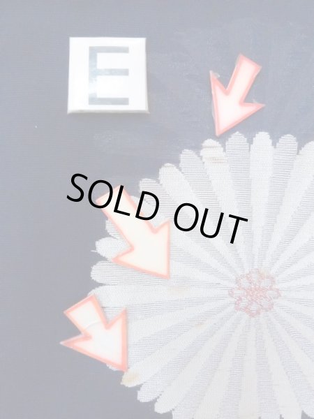 画像16: M1010X  女性用 単衣  シルク(正絹)   藍, 花 【中古】 【USED】 【リサイクル】 ★★☆☆☆ (16)