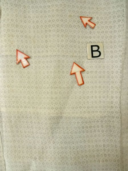 画像13: M1011D  男性用着物  麻   ベージュ, 幾何学模様 【中古】 【USED】 【リサイクル】 ★★☆☆☆ (13)