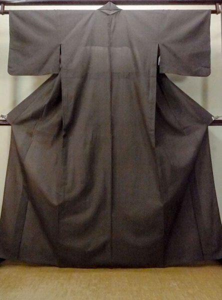 画像1: M1018C  女性用 単衣  ウール  灰色がかった 茶色, チェック柄 【中古】 【USED】 【リサイクル】 ★☆☆☆☆ (1)
