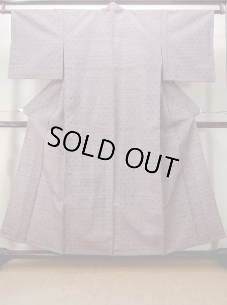 画像1: M1018N  女性用 単衣  ウール   紫色, チェック柄 【中古】 【USED】 【リサイクル】 ★★★★☆ (1)