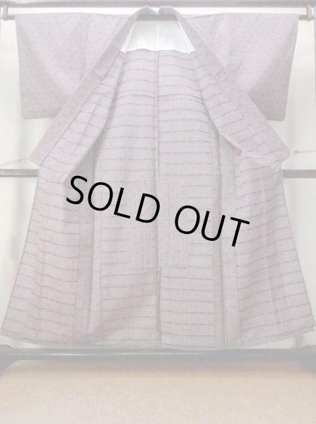 画像2: M1018N  女性用 単衣  ウール   紫色, チェック柄 【中古】 【USED】 【リサイクル】 ★★★★☆ (2)