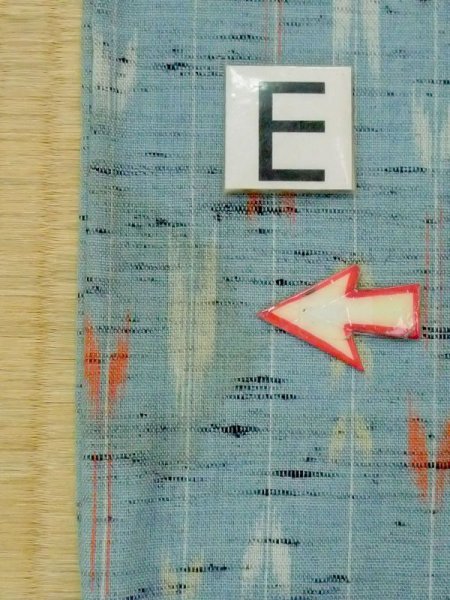 画像16: M1018O  女性用 単衣 矢羽柄 ウール  灰色がかった 水色, 線 【中古】 【USED】 【リサイクル】 ★★☆☆☆ (16)