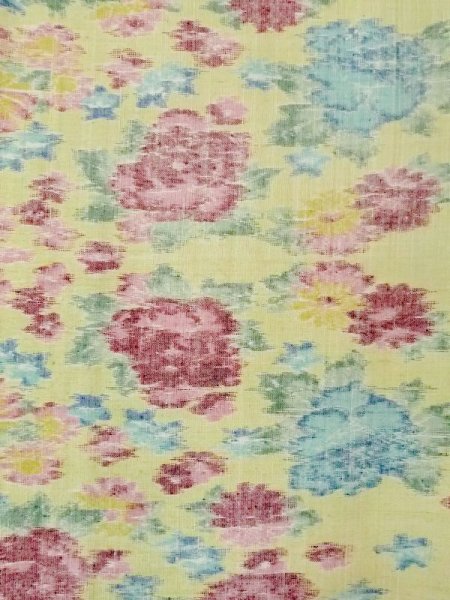 画像3: M1018P  女性用 単衣  シルク(正絹) 淡い 薄い 黄色, 花 【中古】 【USED】 【リサイクル】 ★★☆☆☆ (3)