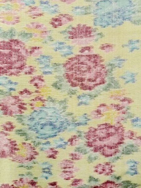 画像4: M1018P  女性用 単衣  シルク(正絹) 淡い 薄い 黄色, 花 【中古】 【USED】 【リサイクル】 ★★☆☆☆ (4)