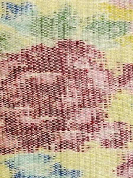 画像7: M1018P  女性用 単衣  シルク(正絹) 淡い 薄い 黄色, 花 【中古】 【USED】 【リサイクル】 ★★☆☆☆ (7)