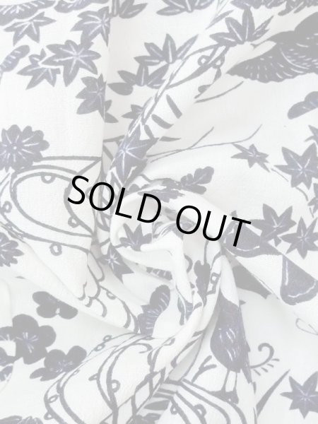 画像14: M1018T  女性用 単衣 使用感あり シルク（正絹）   白, 菊 【中古】 【USED】 【リサイクル】 ★★☆☆☆ (14)