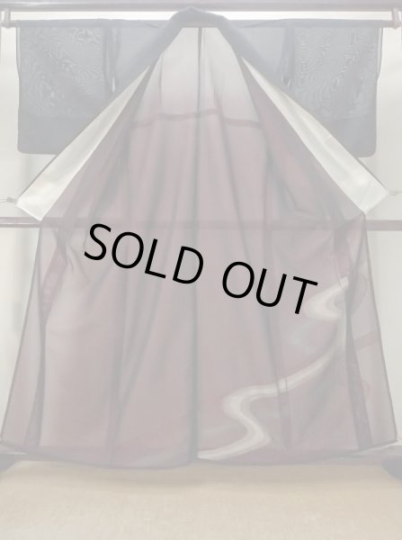 画像2: M1018Z  女性用 夏物  シルク（正絹）   黒, 流水 【中古】 【USED】 【リサイクル】 ★★☆☆☆ (2)