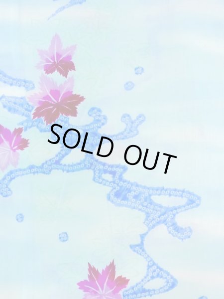 画像3: M1019C  女性用 単衣  化繊   水色, もみじ 【中古】 【USED】 【リサイクル】 ★★★☆☆ (3)