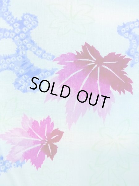 画像6: M1019C  女性用 単衣  化繊   水色, もみじ 【中古】 【USED】 【リサイクル】 ★★★☆☆ (6)