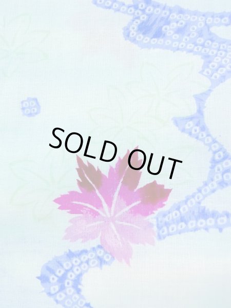 画像7: M1019C  女性用 単衣  化繊   水色, もみじ 【中古】 【USED】 【リサイクル】 ★★★☆☆ (7)