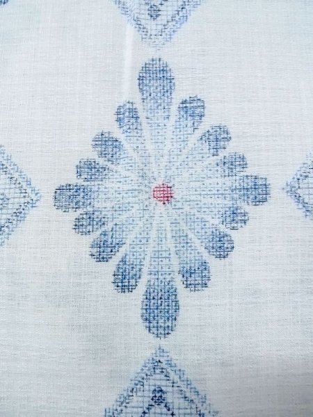 画像5: M1019D  女性用 単衣  化繊   白, 花 【中古】 【USED】 【リサイクル】 ★★★☆☆ (5)