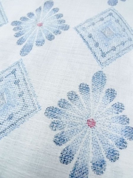 画像7: M1019D  女性用 単衣  化繊   白, 花 【中古】 【USED】 【リサイクル】 ★★★☆☆ (7)