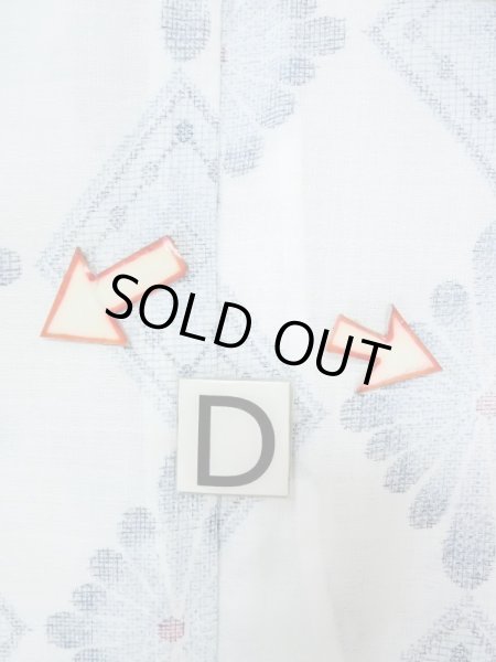 画像15: M1019D  女性用 単衣  化繊   白, 花 【中古】 【USED】 【リサイクル】 ★★★☆☆ (15)