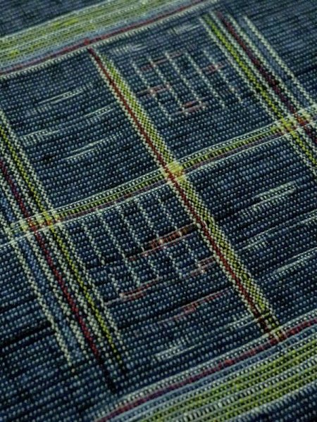 画像9: M1025E  女性用 単衣  ウール 深い 灰色がかった 青, 四角 【中古】 【USED】 【リサイクル】 ★★★★☆ (9)