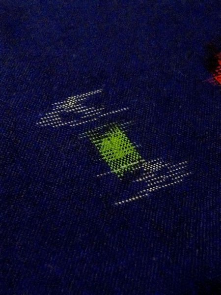 画像8: M1025H  女性用 単衣  ウール   紺, 抽象的模様 【中古】 【USED】 【リサイクル】 ★★☆☆☆ (8)