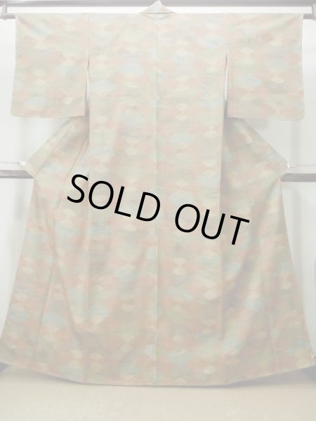 画像1: M1025K  女性用 単衣  ウール  灰色がかった マルチカラー, もみじ 【中古】 【USED】 【リサイクル】 ★★★★★ (1)