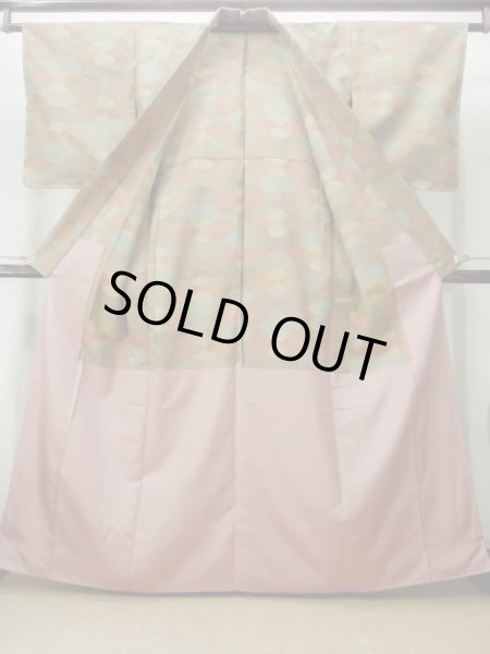 画像2: M1025K  女性用 単衣  ウール  灰色がかった マルチカラー, もみじ 【中古】 【USED】 【リサイクル】 ★★★★★ (2)