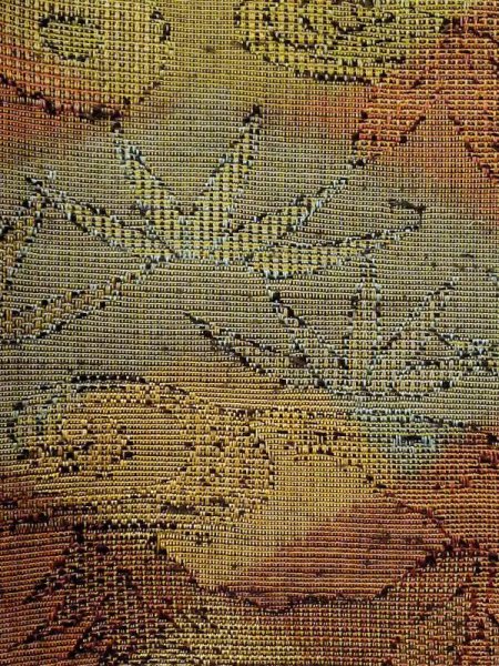 画像5: M1025K  女性用 単衣  ウール  灰色がかった マルチカラー, もみじ 【中古】 【USED】 【リサイクル】 ★★★★★ (5)