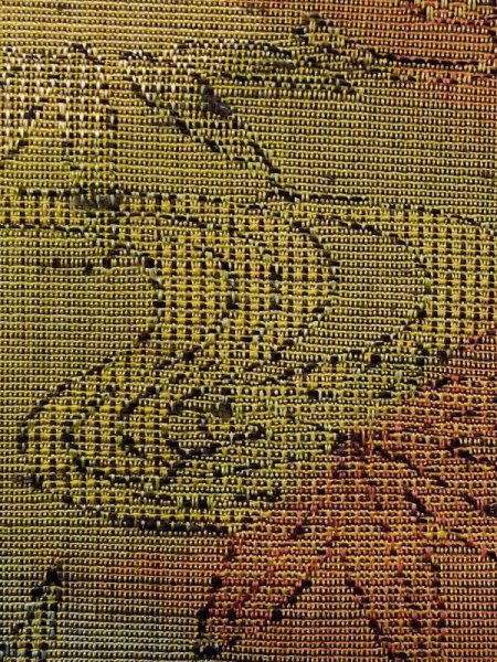 画像7: M1025K  女性用 単衣  ウール  灰色がかった マルチカラー, もみじ 【中古】 【USED】 【リサイクル】 ★★★★★ (7)