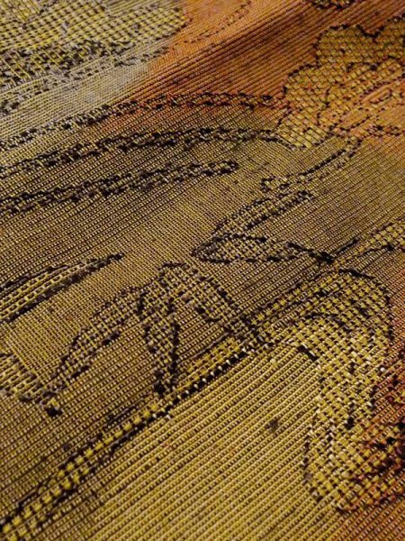 画像12: M1025K  女性用 単衣  ウール  灰色がかった マルチカラー, もみじ 【中古】 【USED】 【リサイクル】 ★★★★★ (12)