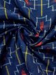 画像9: M1025L  女性用 単衣  シルク（正絹）   紺, 十字 【中古】 【USED】 【リサイクル】 ★★★★☆ (9)