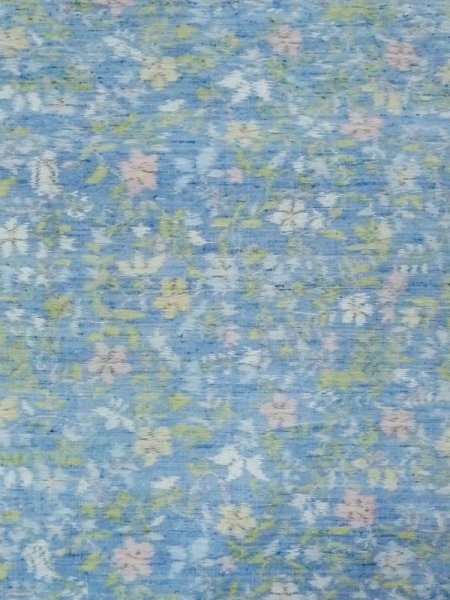 画像3: M1025N  女性用 単衣  シルク(正絹)  薄い 青, 花 【中古】 【USED】 【リサイクル】 ★★☆☆☆ (3)