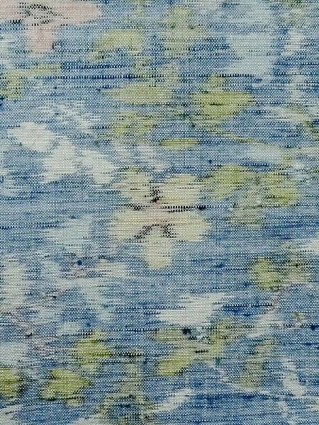 画像6: M1025N  女性用 単衣  シルク(正絹)  薄い 青, 花 【中古】 【USED】 【リサイクル】 ★★☆☆☆ (6)