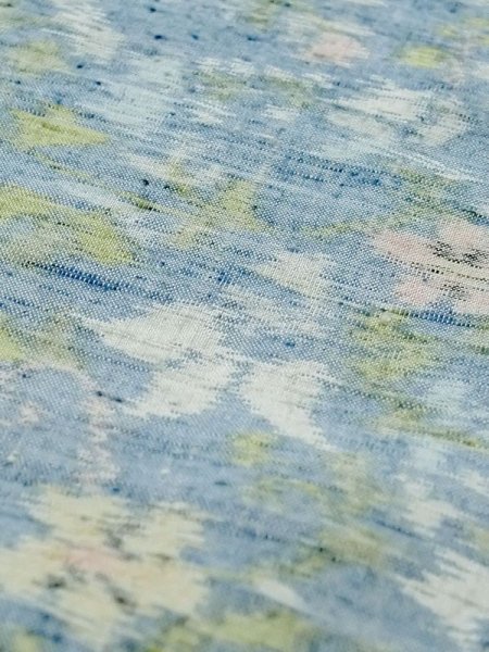 画像8: M1025N  女性用 単衣  シルク(正絹)  薄い 青, 花 【中古】 【USED】 【リサイクル】 ★★☆☆☆ (8)