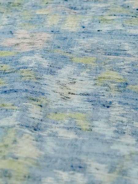 画像9: M1025N  女性用 単衣  シルク(正絹)  薄い 青, 花 【中古】 【USED】 【リサイクル】 ★★☆☆☆ (9)