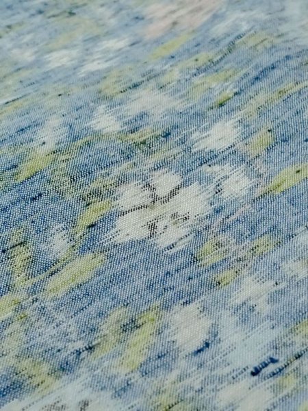 画像10: M1025N  女性用 単衣  シルク(正絹)  薄い 青, 花 【中古】 【USED】 【リサイクル】 ★★☆☆☆ (10)