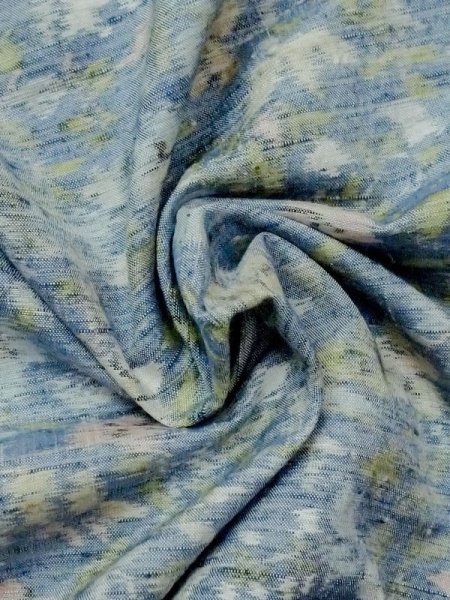 画像12: M1025N  女性用 単衣  シルク(正絹)  薄い 青, 花 【中古】 【USED】 【リサイクル】 ★★☆☆☆ (12)