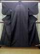 画像1: M1025O  女性用 単衣  シルク（正絹）  深い 紺, 幾何学模様 【中古】 【USED】 【リサイクル】 ★★☆☆☆ (1)
