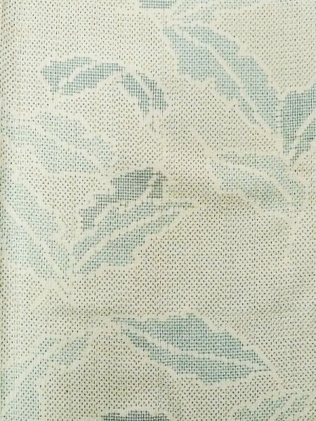 画像4: M1025P  女性用 塩沢紬 使用感あり シルク(正絹)   アイボリー, 葉 【中古】 【USED】 【リサイクル】 ★★☆☆☆ (4)