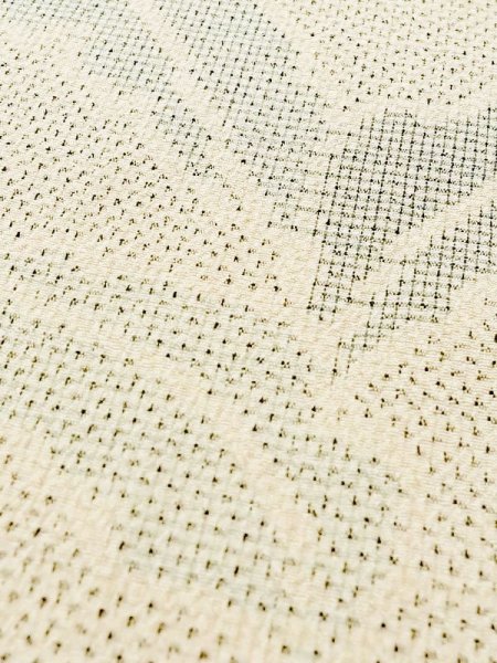 画像8: M1025P  女性用 塩沢紬 使用感あり シルク(正絹)   アイボリー, 葉 【中古】 【USED】 【リサイクル】 ★★☆☆☆ (8)