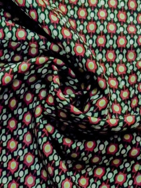 画像9: M1025S  女性用 単衣  化繊 淡い 灰色がかった 緑色, 幾何学模様 【中古】 【USED】 【リサイクル】 ★☆☆☆☆ (9)