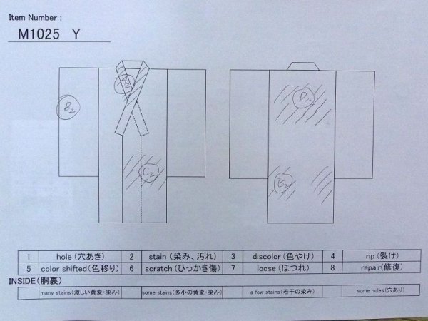 画像11: M1025Y  女性用 単衣 使用感あり シルク(正絹) 淡い 灰色がかった 紺, 縞 【中古】 【USED】 【リサイクル】 ★★☆☆☆ (11)