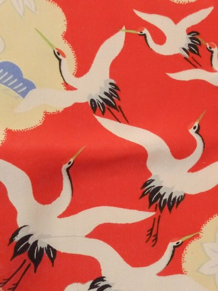 画像5: M1108A  女性用 子供用 経年劣化、使用感あり シルク(正絹)   赤色, ぼたん 【中古】 【USED】 【リサイクル】 ★☆☆☆☆ (5)