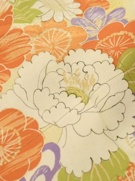 画像9: M1108B  女性用 子供用 色あせ/移り、他ダメージ、経年劣化、使用感あり シルク(正絹)  鮮やか 紫色, ぼたん 【中古】 【USED】 【リサイクル】 ★☆☆☆☆ (9)