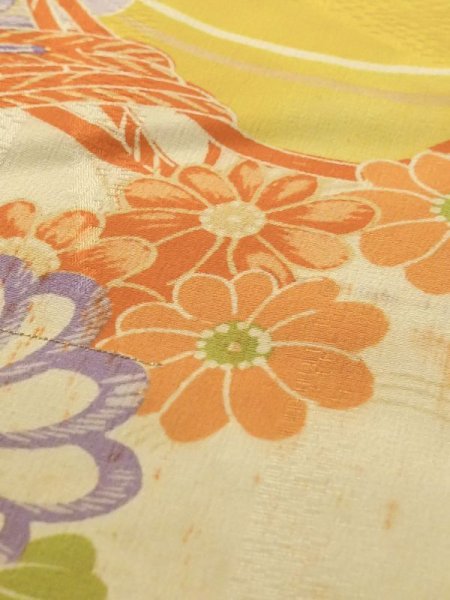 画像10: M1108B  女性用 子供用 色あせ/移り、他ダメージ、経年劣化、使用感あり シルク(正絹)  鮮やか 紫色, ぼたん 【中古】 【USED】 【リサイクル】 ★☆☆☆☆ (10)